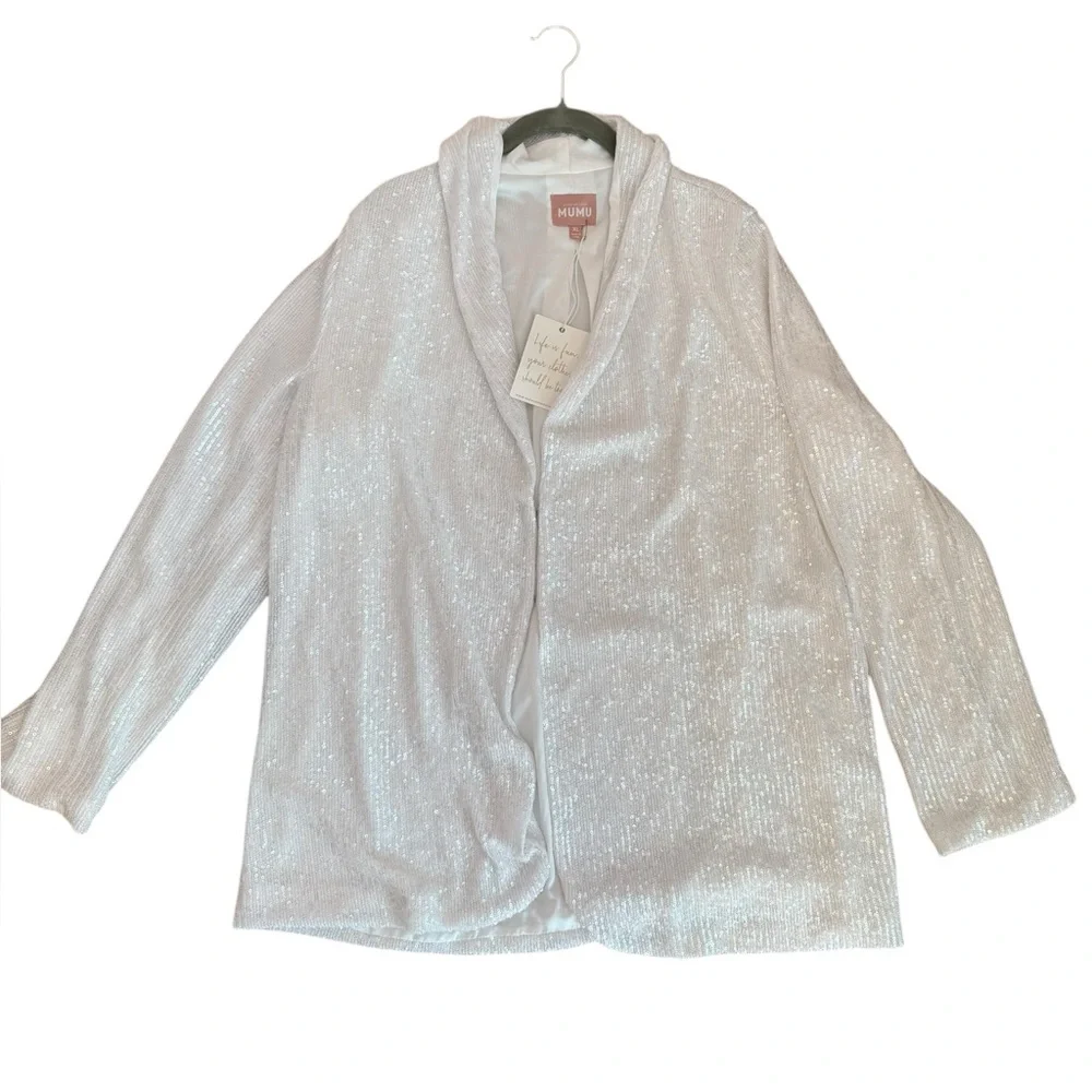 Show Me Your Mumu Dance Blazer in White Sequin
